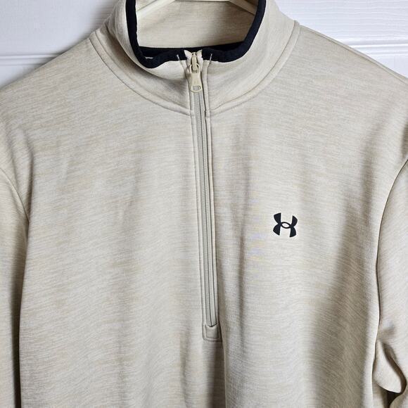 Under Armour Pullover Mens M Cream/tan 1/2 Zip‎ Fleece - Picture 2 of 7